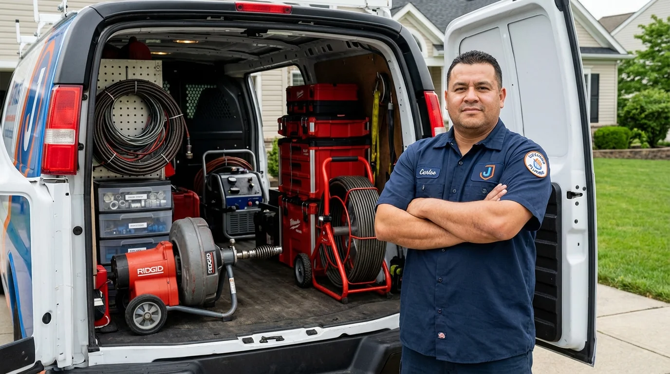 Professional drain cleaning equipment and Johns Plumbing LLC plumber in Bethany Beach