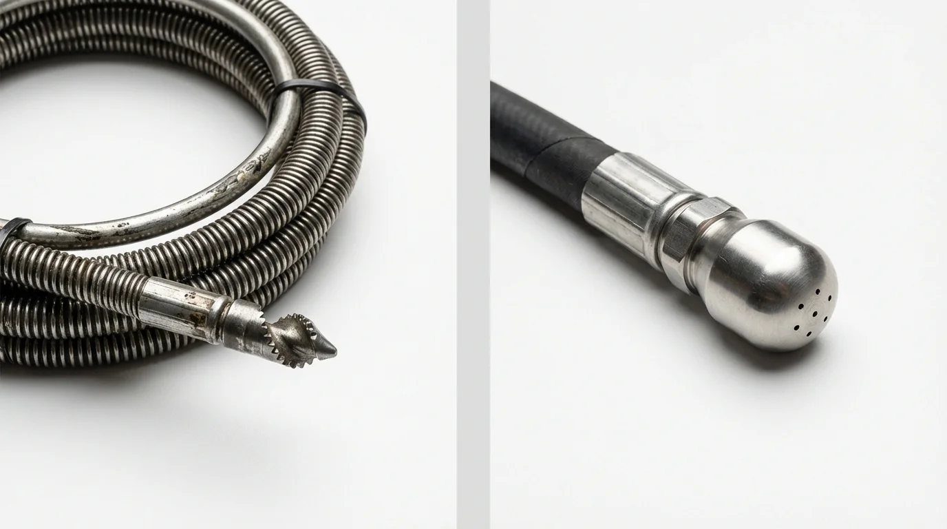 Drain snake cable and hydro jetting nozzle used for drain cleaning in Bethany Beach, DE