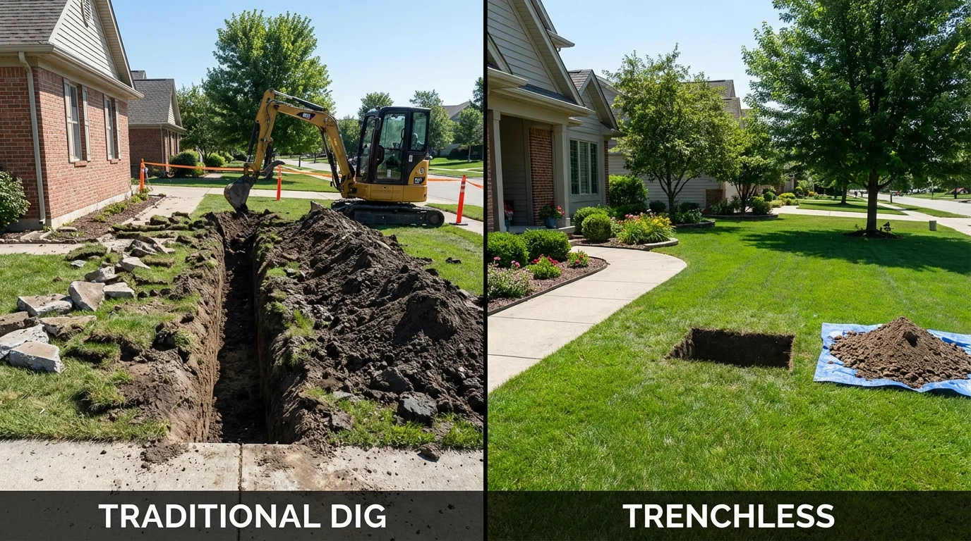 Trenchless sewer repair with minimal yard damage versus traditional excavation in Bethany Beach, DE